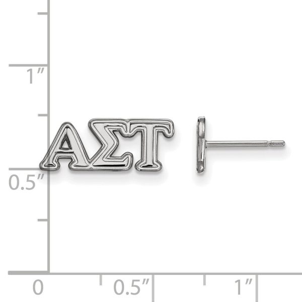 Sterling Silver Alpha Sigma Tau XS Greek Post Earrings For Sale