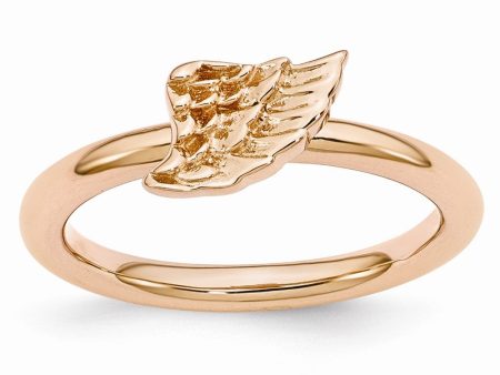 Rose Gold Tone Plated Sterling Silver Stackable 6mm Angel Wing Ring For Discount