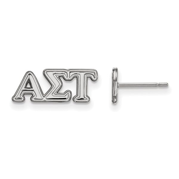 Sterling Silver Alpha Sigma Tau XS Greek Post Earrings For Sale