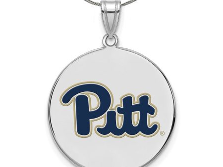 Sterling Silver U. of Pittsburgh Medium Enamel Disc Necklace Sale