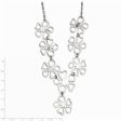 Stainless Steel Polished Flowers Y Necklace - 18 Inch on Sale