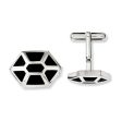 Men s Stainless Steel and Black Enamel Hexagon Cuff Links For Discount