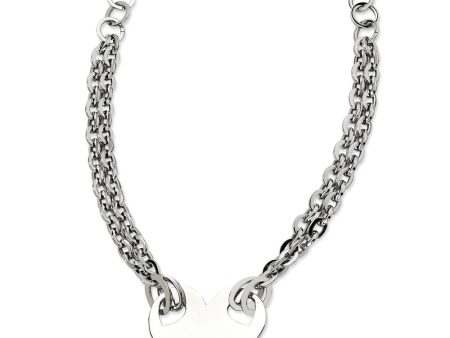 Stainless Steel Engravable Polished Heart Necklace - 20 Inch Online Hot Sale