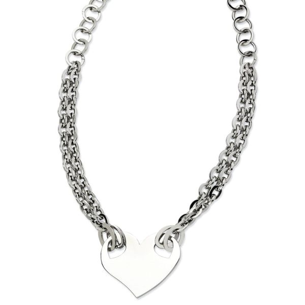 Stainless Steel Engravable Polished Heart Necklace - 20 Inch Online Hot Sale