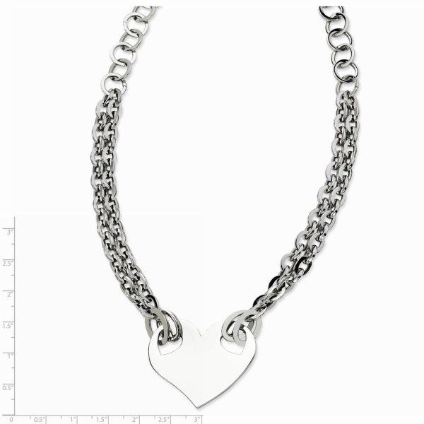 Stainless Steel Engravable Polished Heart Necklace - 20 Inch Online Hot Sale