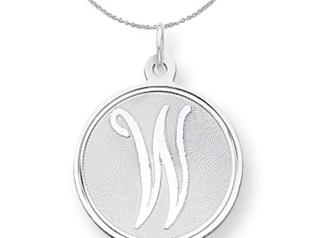 Sterling Silver, Makayla Collection, 20mm Disc Initial W Necklace Discount