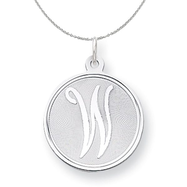 Sterling Silver, Makayla Collection, 20mm Disc Initial W Necklace Discount