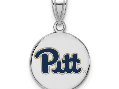 Sterling Silver U. of Pittsburgh Medium Enamel Disc Pendant For Sale