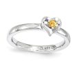 Sterling Silver Stackable Expressions Citrine 6mm Heart Ring For Cheap