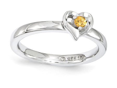 Sterling Silver Stackable Expressions Citrine 6mm Heart Ring For Cheap