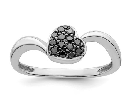 1 6 Cttw Black Diamond 7mm Heart Ring in Sterling Silver Cheap