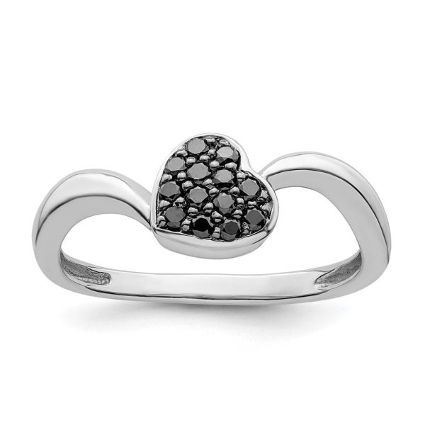 1 6 Cttw Black Diamond 7mm Heart Ring in Sterling Silver Cheap