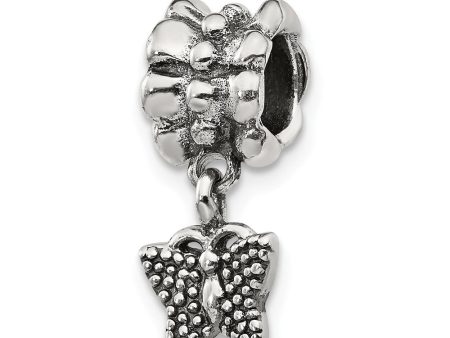 Antiqued Sterling Silver Butterfly Dangle Bead Charm Hot on Sale