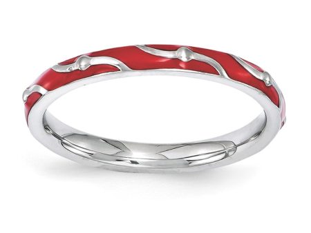 2.5mm Sterling Silver Stackable Expressions Red Enamel Band Supply