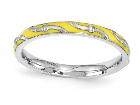 2.5mm Sterling Silver Stackable Expressions Yellow Enamel Band Online