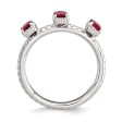 Sterling Silver Stackable Created Ruby Octagon Three Stone Ring Cheap