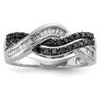 1 2 Ctw Black & White Diamond Crossover Sterling Silver Ring Online now