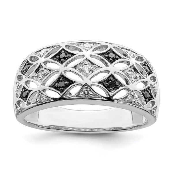 1 8 Ctw Black & White Diamond 9mm Tapered Sterling Silver Ring Online Hot Sale