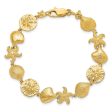 14k Yellow Gold Sea Life Bracelet - 7.25 Inch Online Hot Sale