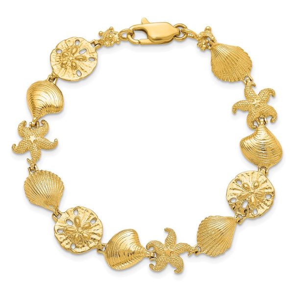 14k Yellow Gold Sea Life Bracelet - 7.25 Inch Online Hot Sale