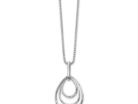 Triple Teardrop Diamond Necklace in Rhodium Plated Silver, 18-20 Inch For Discount