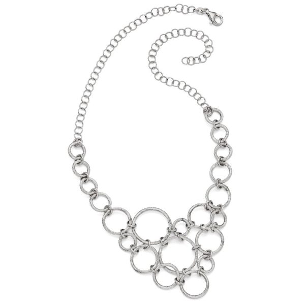 Textured Multi Circle Collar Necklace in Sterling Silver, 18.5 Inch Hot on Sale