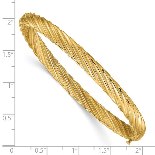 5.5mm 14k Yellow Gold Fancy Swirl Hinged Bangle Bracelet , 8 Inch Cheap