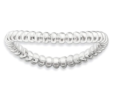 2.25mm Stackable Sterling Silver Curved Beaded Band Online Hot Sale