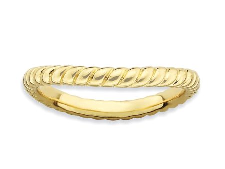 2.25mm Stackable 14K Yellow Gold Plated Silver Curved Rope Band Online Sale