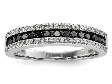 1 2 Ctw Black & White Diamond 4mm Tapered Sterling Silver Ring on Sale