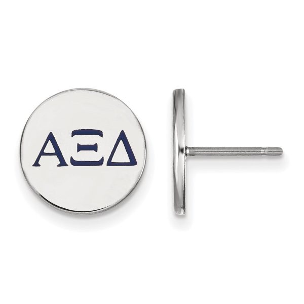 Sterling Silver Alpha Xi Delta Enamel Greek Letters Post Earrings For Discount