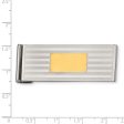 Men s Stainless Steel and Gold Tone Striped Spring Loaded Money Clip For Discount