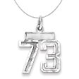 Sterling Silver, Varsity Collection, Small D C Number 73 Necklace For Sale