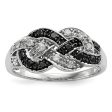 1 4 Ctw Black & White Diamond Woven Tapered Ring in Sterling Silver Discount