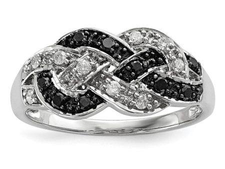 1 4 Ctw Black & White Diamond Woven Tapered Ring in Sterling Silver Discount