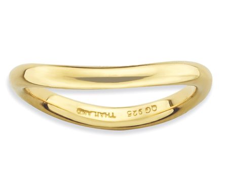 2.25mm Stackable 14K Yellow Gold Plated Silver Curved Polished Band Online now