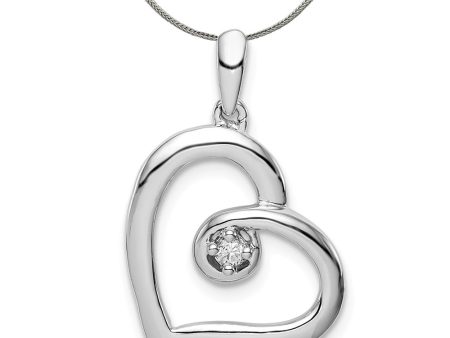 .05 Carat Diamond Open Heart Pendant in Sterling Silver Necklace Sale