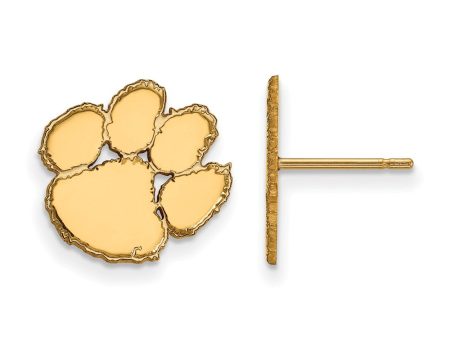 10k Yellow Gold Clemson University Small Post Earrings Hot on Sale