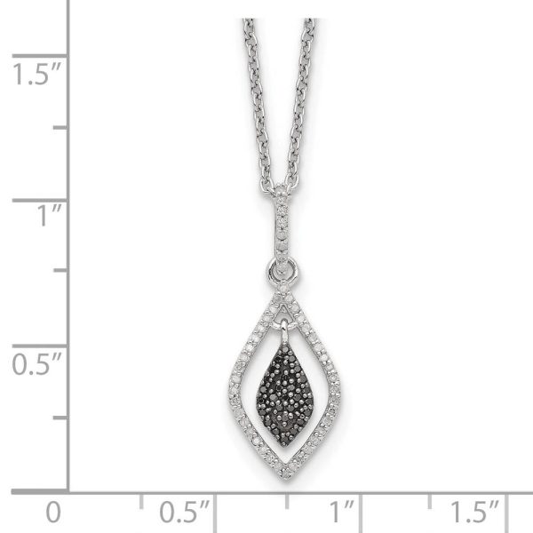 1 5 Ctw Black & White Diamond Double Marquise Sterling Silver Necklace Supply