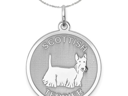 Sterling Silver Laser Etched Scottish Terrier Dog 19mm Necklace Fashion