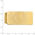 Men s 14k Yellow Gold #1 Dad Fold-Over Money Clip Cheap