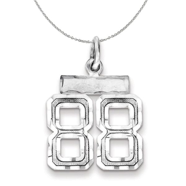 Sterling Silver, Varsity Collection, Small D C Number 88 Necklace Online now