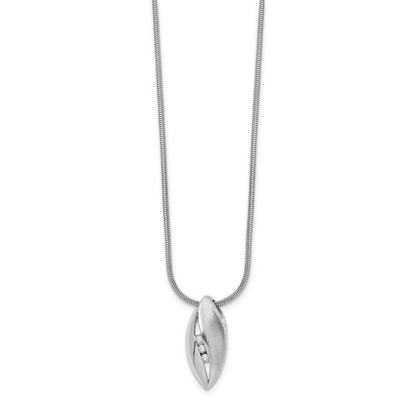 3 Stone Diamond Marquise Necklace in Rhodium Plated Silver, 18-20 Inch Supply