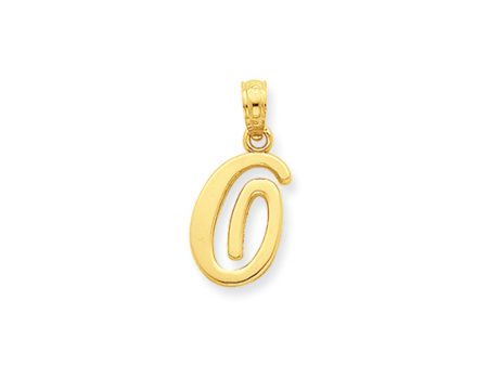 14k Yellow Gold, Mimi Collection, Small Script Initial O Pendant on Sale