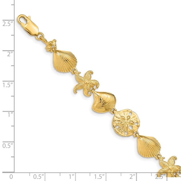 14k Yellow Gold Sea Life Bracelet - 7.25 Inch Online Hot Sale