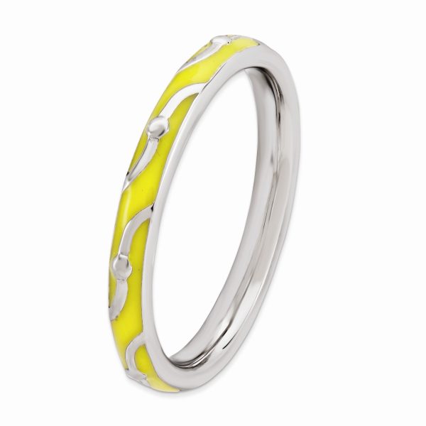 2.5mm Sterling Silver Stackable Expressions Yellow Enamel Band Online