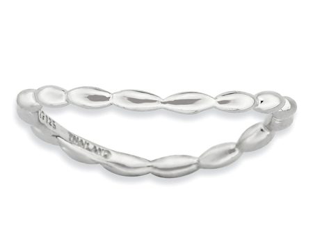 1.5mm Stackable Sterling Silver Curved Rice Bead Band Fashion