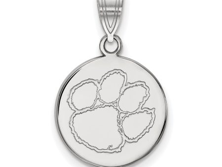 10k White Gold Clemson U Medium Disc Pendant Online