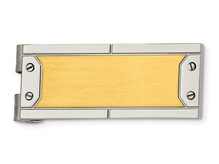 Men s Stainless Steel and 24k Gold-plated Money Clip Online Sale