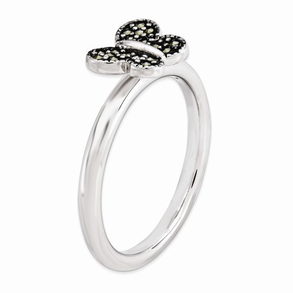 2.25mm Sterling Silver Stackable Marcasite Butterfly Ring Sale